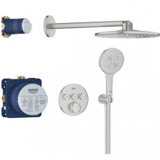 Душова система прихованого монтажу Grohe Grohtherm SmartControl 34863DC0 з термостатом на 3 виходи, суперсталь