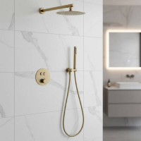 Душова система прихованого монтажу Devit Flow D117124011111BG з термостатом, brushed gold