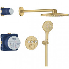 Душова система прихованого монтажу Grohe Grohtherm SmartControl 34863GN0 з термостатом на 3 виходи, брашоване золото