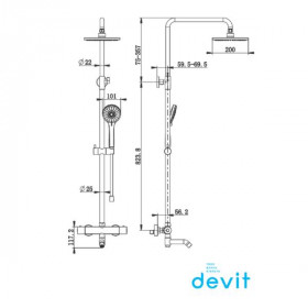 Душова система Devit Frida 50502203B з термостатом