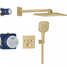 Душова система прихованого монтажу Grohe Grohtherm SmartControl 34864GN0 з термостатом на 3 виходи, брашоване золото