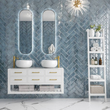 Плитка Golden Tile Como Синій на БІЛ.Рельєф COМS51 10x30 см