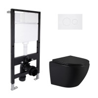 Комплект Qtap для ванної кімнати: підвісний унітаз Jay Ultra Quiet 485x360x320 + комплект інсталяції Standard (кругла клавіша White)