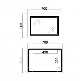 Дзеркало Qtap Cardinal 500х700 з LED-підсвічуванням Touch, з антизапотіванням, з димером, рег. темп. кольору (3000-6500K) Reverse QT0478C5070