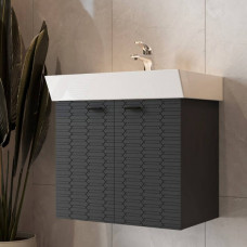Тумба Devit Flow 484060A з умивальником та ручками, антрацит матовий 60 см