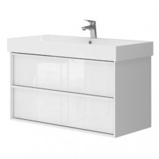 Тумба з раковиною та сифоном Devit QUADRA 083100W, біла глянцева 100 см