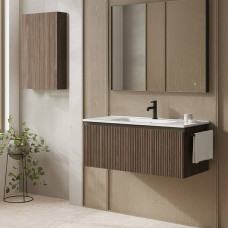 Тумба Royo Vora 131795 підвісна Walnut Note (волоський горіх) з білою раковиною Enzo 126225 100 см
