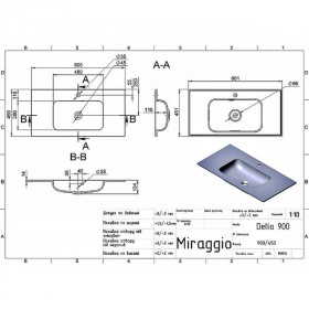 Раковина Miraggio Della 900 90 см
