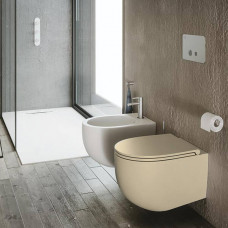 Унітаз підвісний SDR Ceramiche Bull B.WCSBLV+ B.CWBLRF безобідковий з кришкою soft-close, бежевий