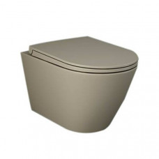 Унітаз підвісний RAK Ceramics FEELING RSTSC3901514 + RST23514 безобідковий із сидінням Soft Close, матовий капучіно