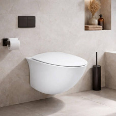 Унітаз підвісний RAK Ceramics Sensation SENWC1446AWHA, SENSC3901WH безобідковий з кришкою Soft Close