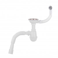 Сифон для кухонної мийки Lidz (WHI) LK14, колбовий з круглим переливом (вихід 50 мм)