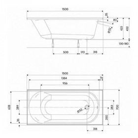 Ванна акрилова Kolo Opal Plus XWP1350 150x70 см