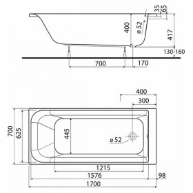 Ванна акрилова Kolo Rekord XWP3677000N 170x70 см