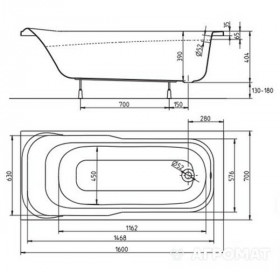 Ванна акрилова Kolo Sensa XWP356000N 160x70 см