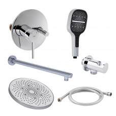 Комплект для душу Qtap Spring Chrome: Змішувач QTSPRCRM0102+QTTRU120CRM45926+Лійка QTHLA107CRM45787+QTCRMBH030+LDNIA09CRM35459+Лійка QTRUC125CRM45956