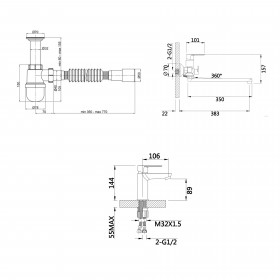 Комплект для Ванної Latwa: Змішувач для раковини LDLAT001WHI45423 + Змішувач для Ванної LDLAT005WHI45425