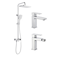 Акційний набір Lidz:Orion 001F Змішувач для раковини низький+Orion 1030 Душ. система універсальна на три споживача+Orion 001AF Змішувач для біде