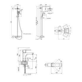 Комплект змішувачів Qtap Sloup: Душова система QTSL57T105VNKBB + Змішувач для раковини QTLIPNO1023101CB