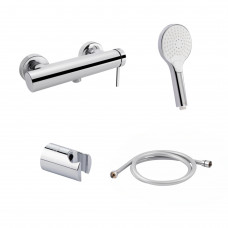 Комплект для душу Qtap Robin Chrome: Змішувач QTROB4060102C + Тримач QTCRMA030 + Шланг LDNIA09CRM35459 + Лійка QTRUCA116O3PCW