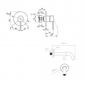 Комплект для умивальника Qtap Spring Chrome: Змішувач QTSPRCRM 0101 + вилив QTVYT246CRM45930